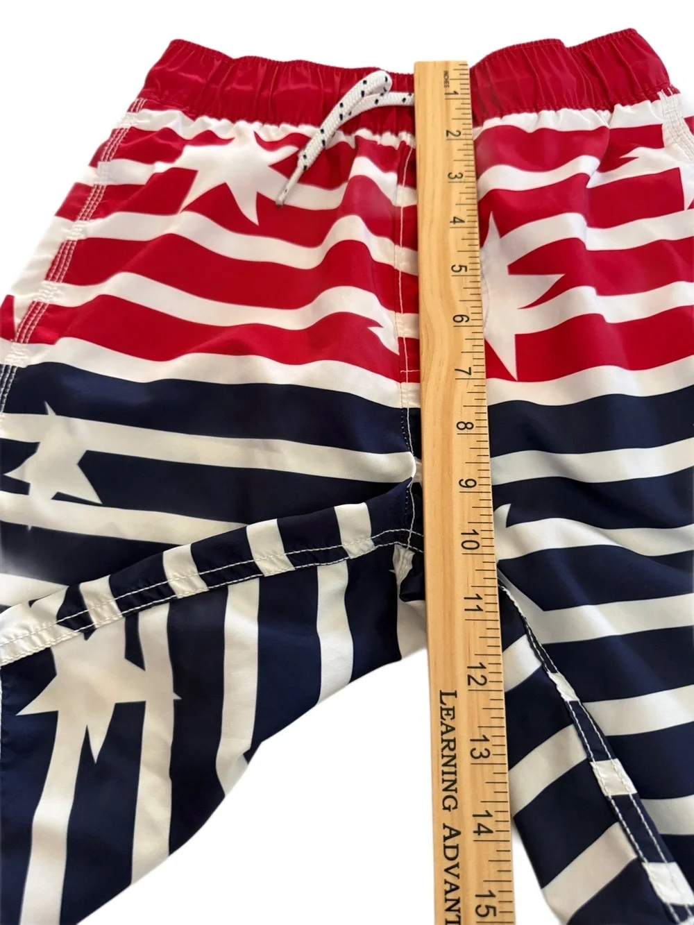 GAP Boys Red White Navy Star Stripe Patriotic American Flag Swim Shorts Medium